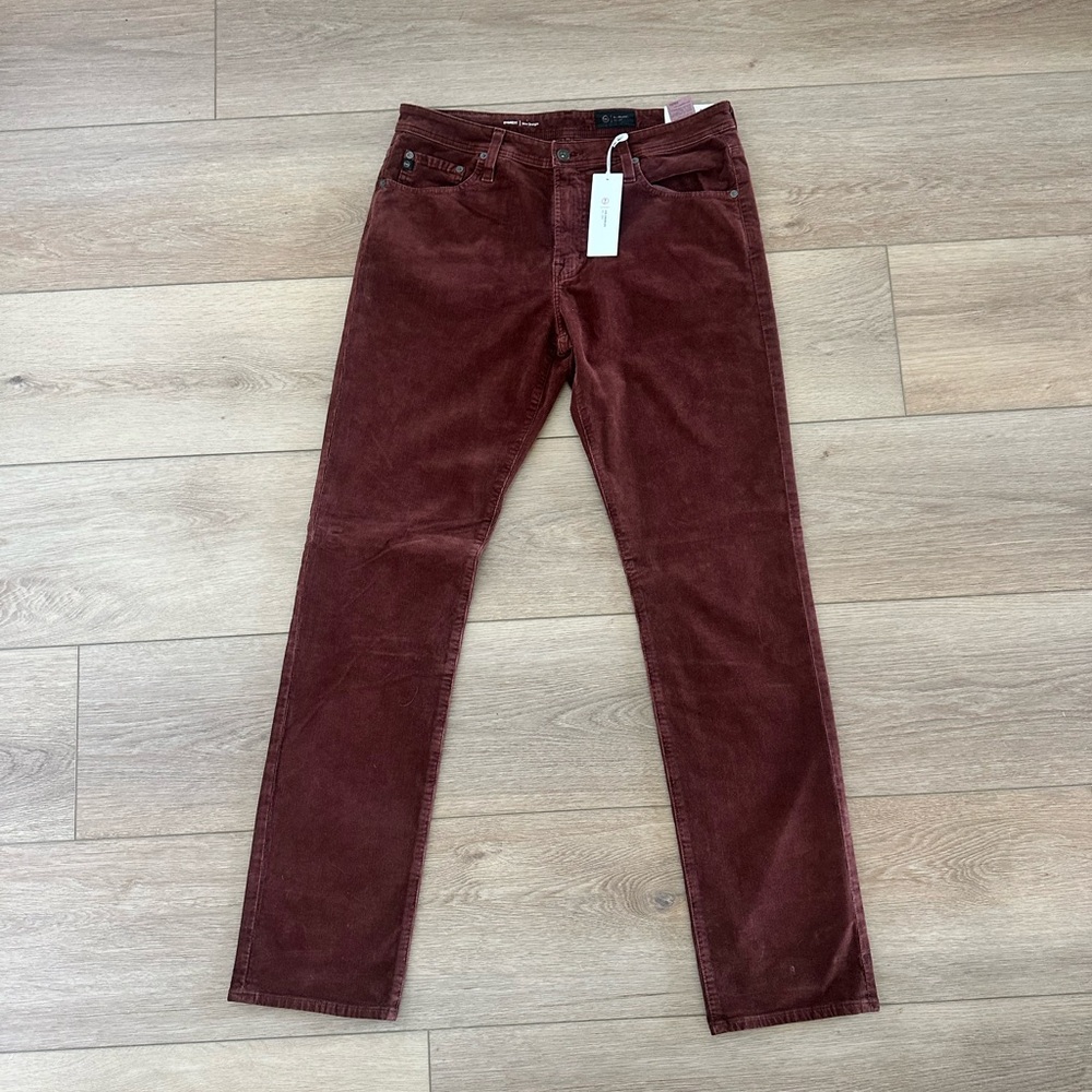 AG Jeans Everett Slim Straight Rust Corduroy Pant 33x34
